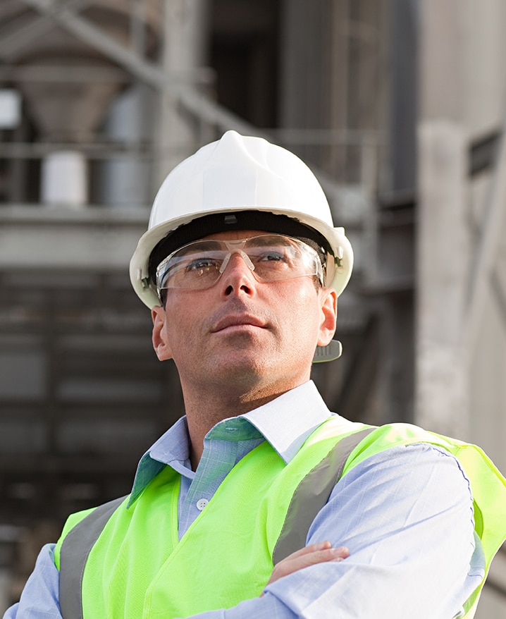 Engineer outside factory
